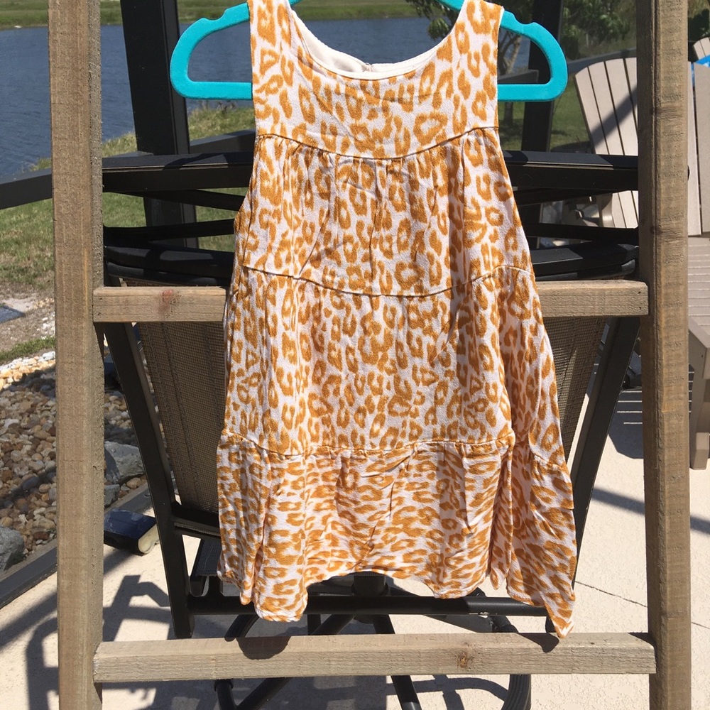 GB Girl Yellow Leopard Animal Print Tank Feminine Dress SZ 4